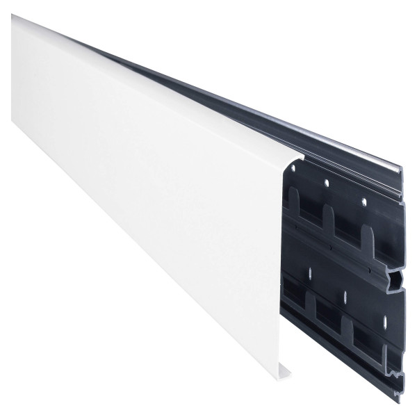 Plinthe 125x20mm Planet Wattohm Keva 2 compartiments avec couvercle blanc artic