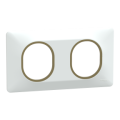 Ovalis - plaque de finition - 2 postes horizontal - 71mm - blanc bague laiton