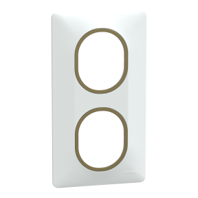 Ovalis - plaque de finition - 2 postes vertical - 71mm - blanc bague laiton
