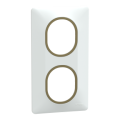 Ovalis - plaque de finition - 2 postes vertical - 71mm - blanc bague laiton