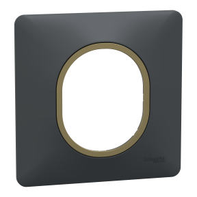 Ovalis - plaque de finition - 1 poste anthracite bague effet laiton