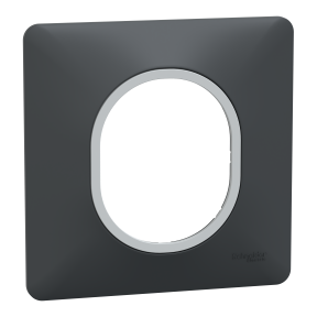 Ovalis - plaque de finition - 1 poste anthracite avec bague effet argent chromé
