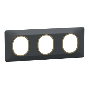 Ovalis - plaque de finition - 3 postes horizontal - 71mm - anthracite bag laiton