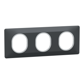 Ovalis - plaque de finition - 3 postes hor - 71mm - anthracite bag argent chromé