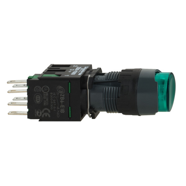 boutonpoussoir lumineux vert diam 16 à impulsion dépassant 24 V 1F