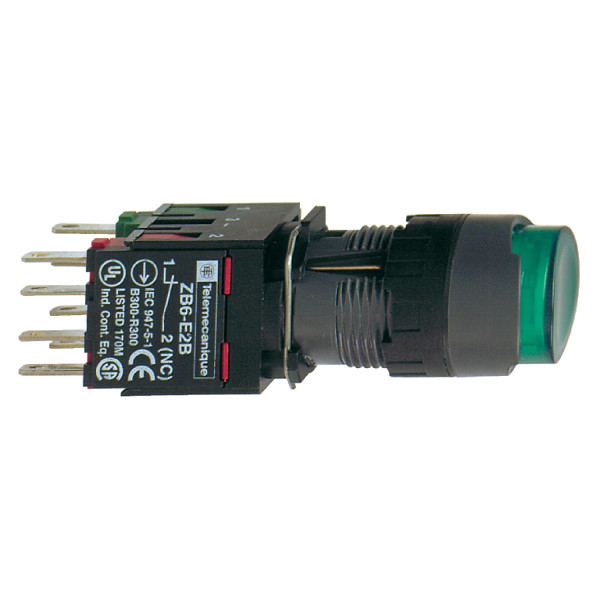 boutonpoussoir lumineux vert diam 16 à impulsion dépassant 24 V 1F