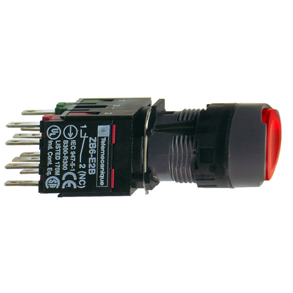 boutonpoussoir lumineux rouge diam 16 à impulsion affleurant 24 V 1O
