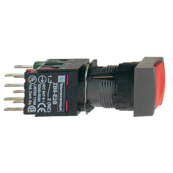 boutonpoussoir rouge diam 16 à impulsion affleurant 1O plus 1F