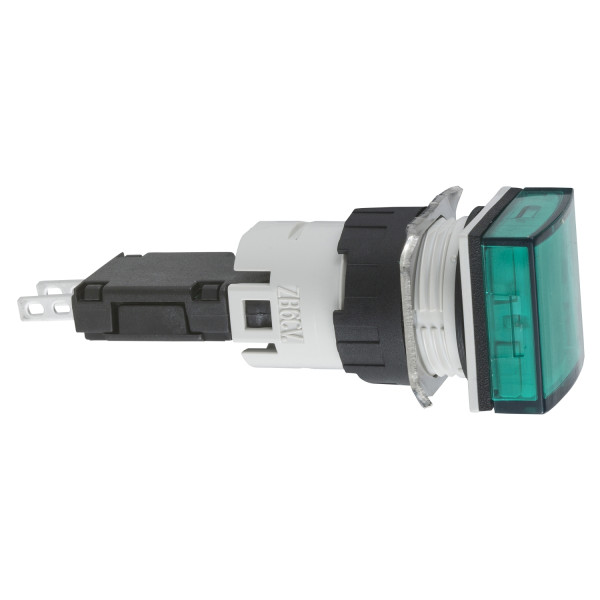 voyant carré diam 16 IP 65 vert DEL intégrée 24 V cosses
