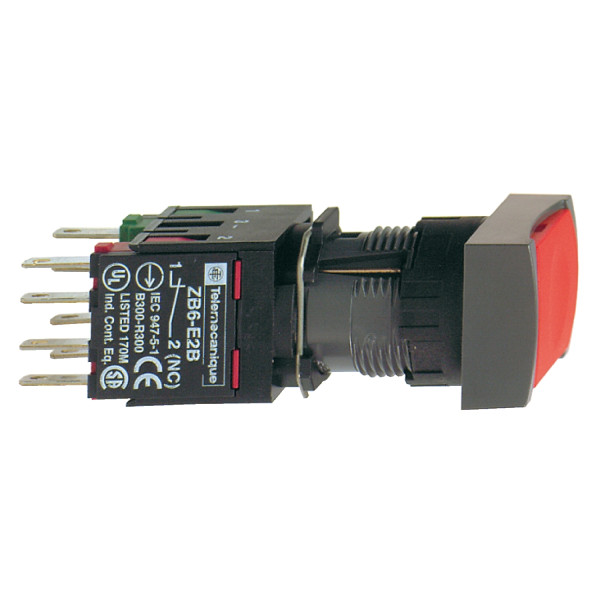 boutonpoussoir rouge diam 16 à impulsion affleurant 1O plus 1F