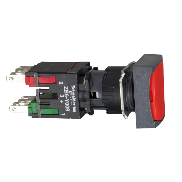 boutonpoussoir rouge diam 16 à impulsion affleurant 1O plus 1F