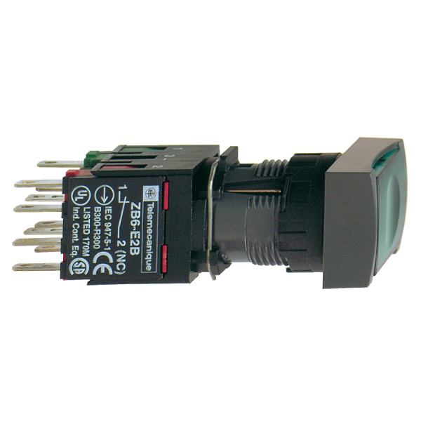 boutonpoussoir lumineux vert diam 16 à accrochage affleurant 24 V 1F