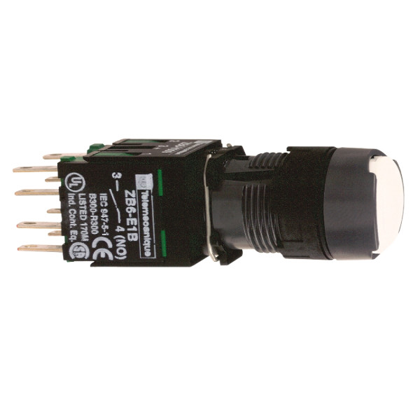 boutonpoussoir blanc diam 16 à impulsion affleurant 1O plus 1F