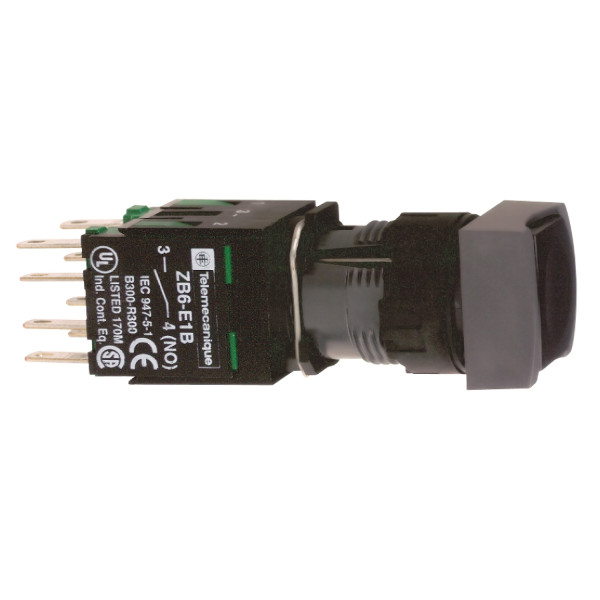 boutonpoussoir noir diam 16 à impulsion affleurant 1O plus 1F