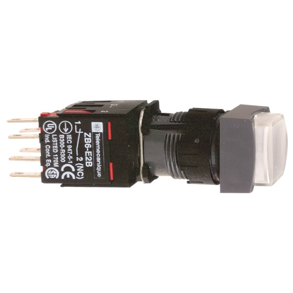 boutonpoussoir lumineux blanc diam 16 à impulsion dépassant 24 V 1O plus 1F