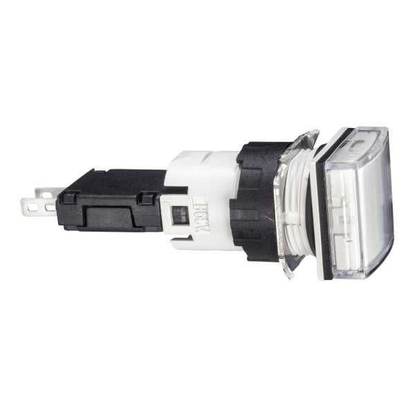voyant carré diam 16 IP 65 blanc DEL intégrée 24 V cosses