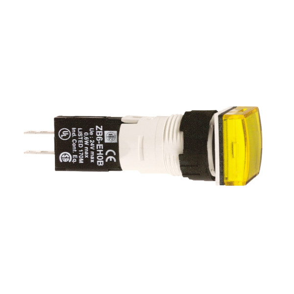 voyant carré diam 16 IP 65 jaune DEL intégrée 24 V cosses