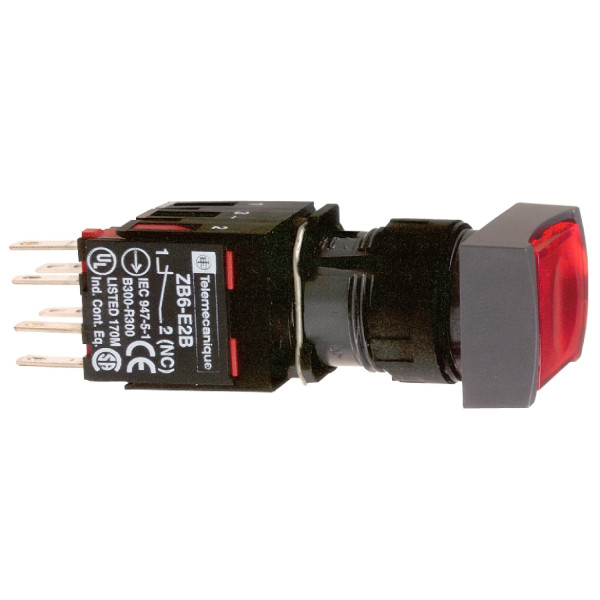 boutonpoussoir lumineux rouge diam 16 à accrochage affleurant 24 V 1O