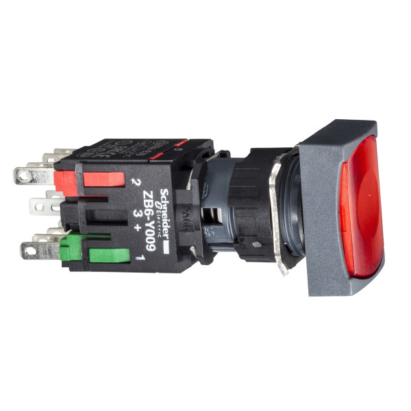boutonpoussoir lumineux rouge diam 16 à accrochage affleurant 24 V 1O