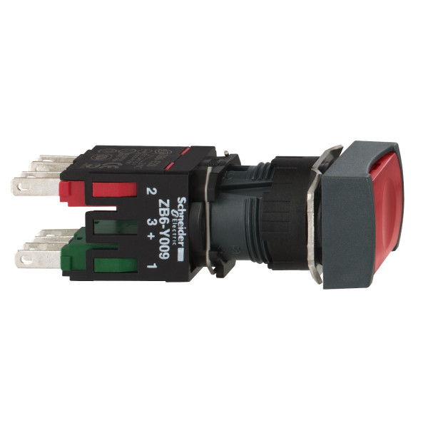 boutonpoussoir lumineux rouge diam 16 à impulsion affleurant 24 V 1O plus 1F