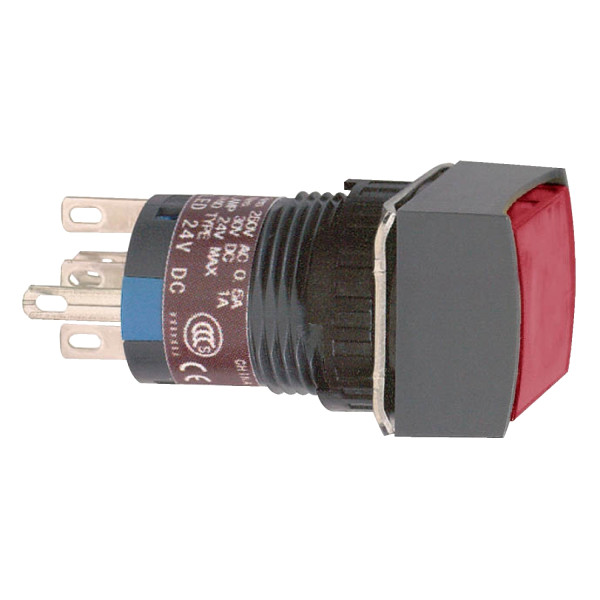 boutonpoussoir lumineux rouge diam 16 pousserpousser affleurant 24 V 2OF