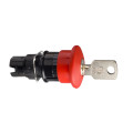 tête pour bouton poussoir diam 30 mm déverrouillage par clé diam 16 rouge