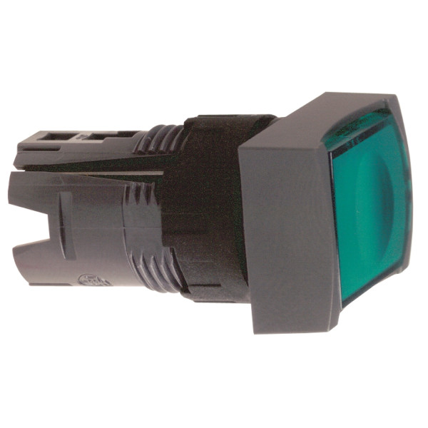tête rectangulaire pour bouton poussoir lumineux diam 16 vert