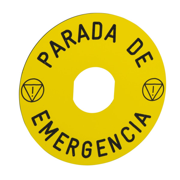 Harmony étiquette circulaire Ø90mm jaune - logo EN13850 - PARADA DE EMERGENCIA