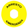 Harmony étiquette circulaire Ø90mm jaune - logo EN13850 - ARRESTO EMERGENZA