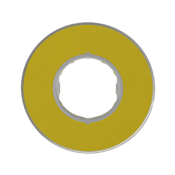Etiquette Circulaire Harmony Schneider Jaune 3D – Ø 60 mm – Arrêt Urgence
