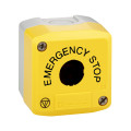 Harmony boite - 1 trou - couvercle jaune - EMERGENCY STOP - logos EN13850