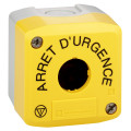 Harmony boite - 1 trou - couvercle jaune - ARRET D'URGENCE - logos EN13850