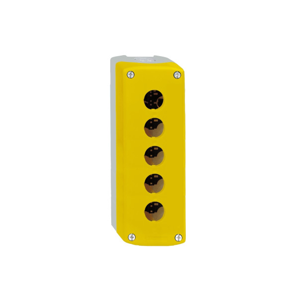 Harmony boite - 5 trous - couvercle jaune - fond gris clair