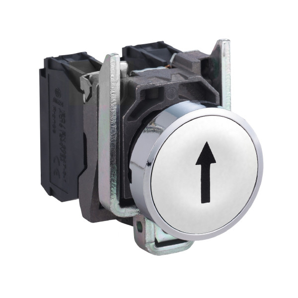 Harmony bouton-poussoir blanc Ø22 retour ressort encastré blanc flèche haut 1NO