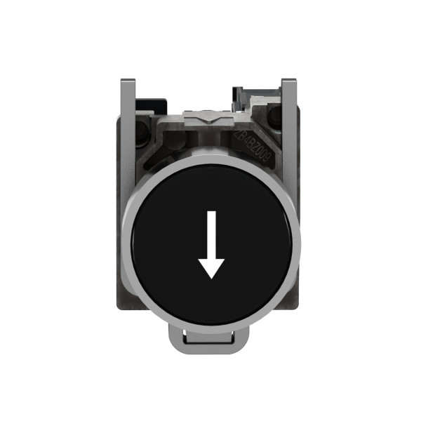 Harmony bouton-poussoir noir Ø22 retour à ressort encastré noir flèche bas 1NO