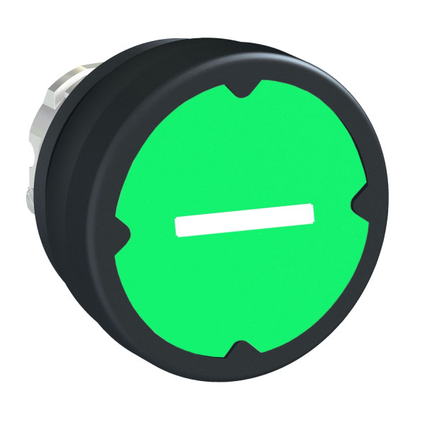 Harmony tête de BP Ø37 IP69K - Ø22 -  vert - avec marquage - symbole pivoté 90°