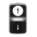 Harmony tête bt-pous doub touche Ø22 blanc+noir flèche haut flèche bas IP66