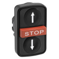 Harmony tête de bt-pous Ø22 noire+noire+rouge flèche haut bas STOP IP66