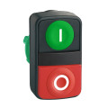 Harmony tête bt-pous double touche Ø22 vert + rouge non marqué IP66, IP69 K