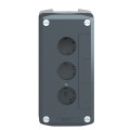 Boîte vide 3 trous Schneider XALD03 – Ø22 mm – Harmony XAL – Couvercle gris foncé / fond gris clair