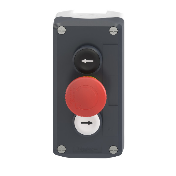 Harmony boite - 3 boutons poussoirs Ø22 - blanc /coup de poing rouge Ø30 /noir