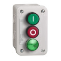 BOITE  BP VERT I 1 NO  PB ROUGE O 1 NC  VOYANT VERT LED 230V