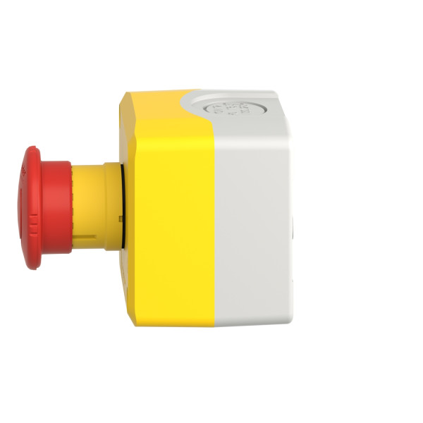 Harmony boite jaune 1 arrêt d'urgence rouge Ø40 tourner pour déverrouiller 1F+1O