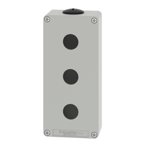 Boite métal vide grise - M25 x2 - 3 trous 22 mm - 80x175x51,5 mm