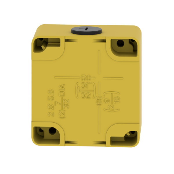 Boite métal vide jaune pour arrêts d'urgence m20 non percée 80x80x51,5 ul culus
