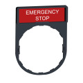 Harmony porte étiquette 30 x 40 mm standard Ø22 avec étiquette EMERGENCY STOP