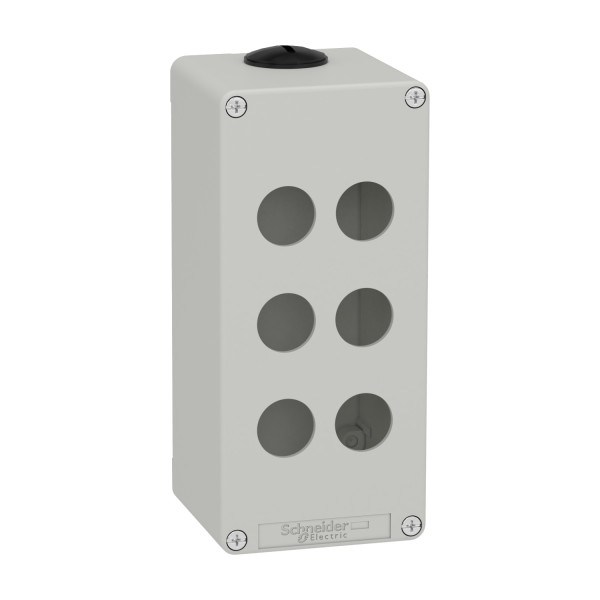 Boite métal vide grise - m25 x2 - 6 trous 22 mm - 80x175x77 mm