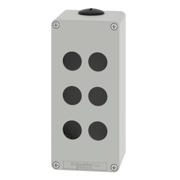 Boite métal vide grise - m25 x2 - 6 trous 22 mm - 80x175x77 mm