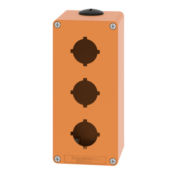 Boite métal vide orange - m25 x2 - 3 trous 30 mm - 80x175x77 mm