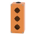 Boite métal vide orange - m25 x2 - 3 trous 30 mm - 80x175x77 mm
